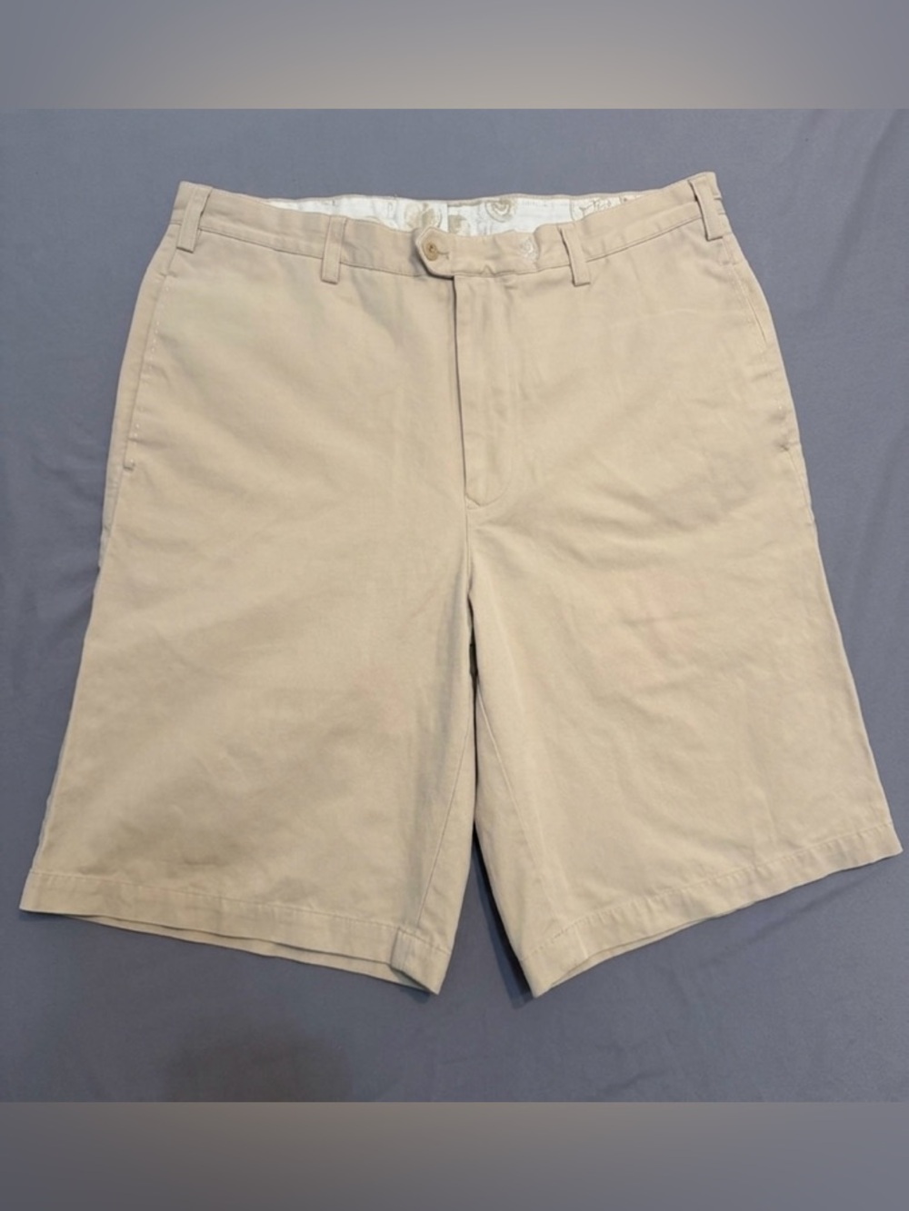 Nat Nast Men's Size 34 Beige Flat-Front Cotton Shorts